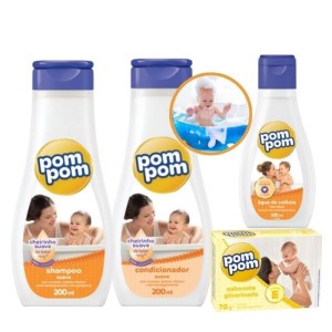 Kit Bebê Banho e Pós Banho PomPom