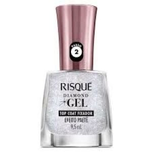 Esmalte Risqué Top Coat Diamont Gel Efeito Paetê 9,5ml