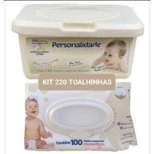 Kit Estojo Com 120 Toalinha + Toalha Umedecida Personalidade Baby Total Care com 100